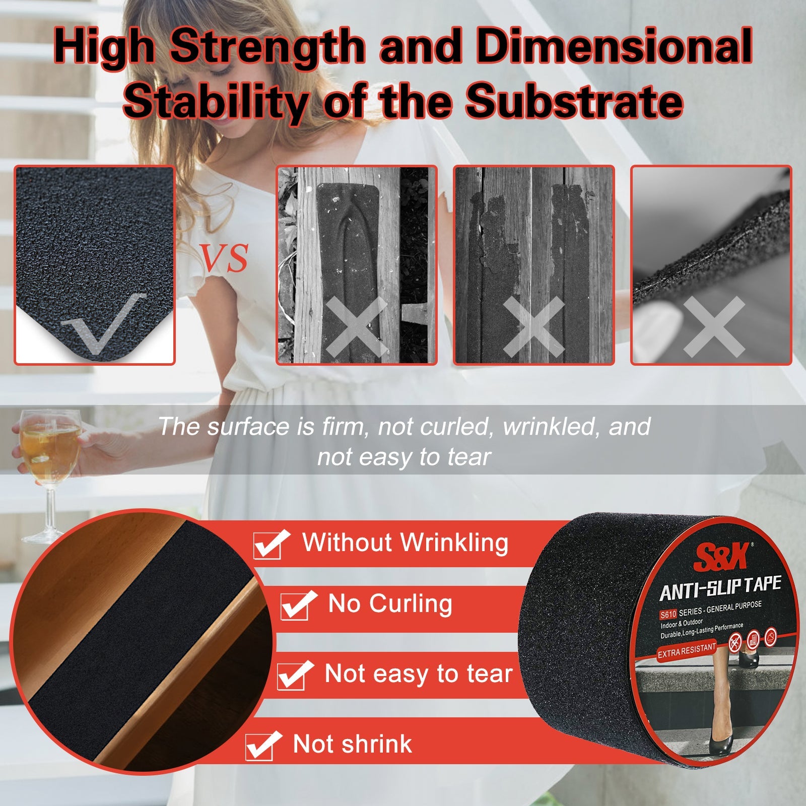 S610 Commercial Anti-Slip Tape — 60-Grit Standard Heavy-Duty