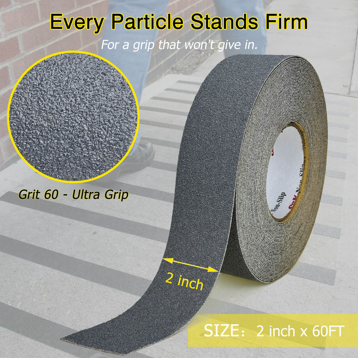 S640 All-Weather Anti-Slip Tape — Outdoor Heavy-Duty Industrial Gray