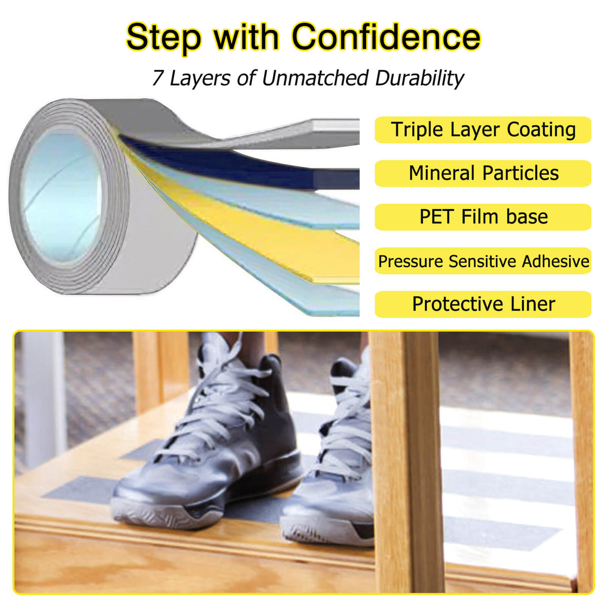 S640 All-Weather Anti-Slip Tape — Outdoor Heavy-Duty Industrial Gray