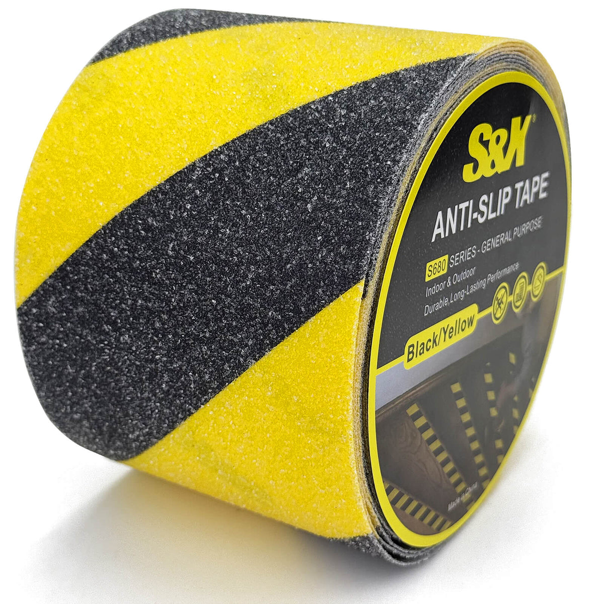 S680 Heavy-Duty Hazard Anti-Slip Tape — OSHA Yellow & Black
