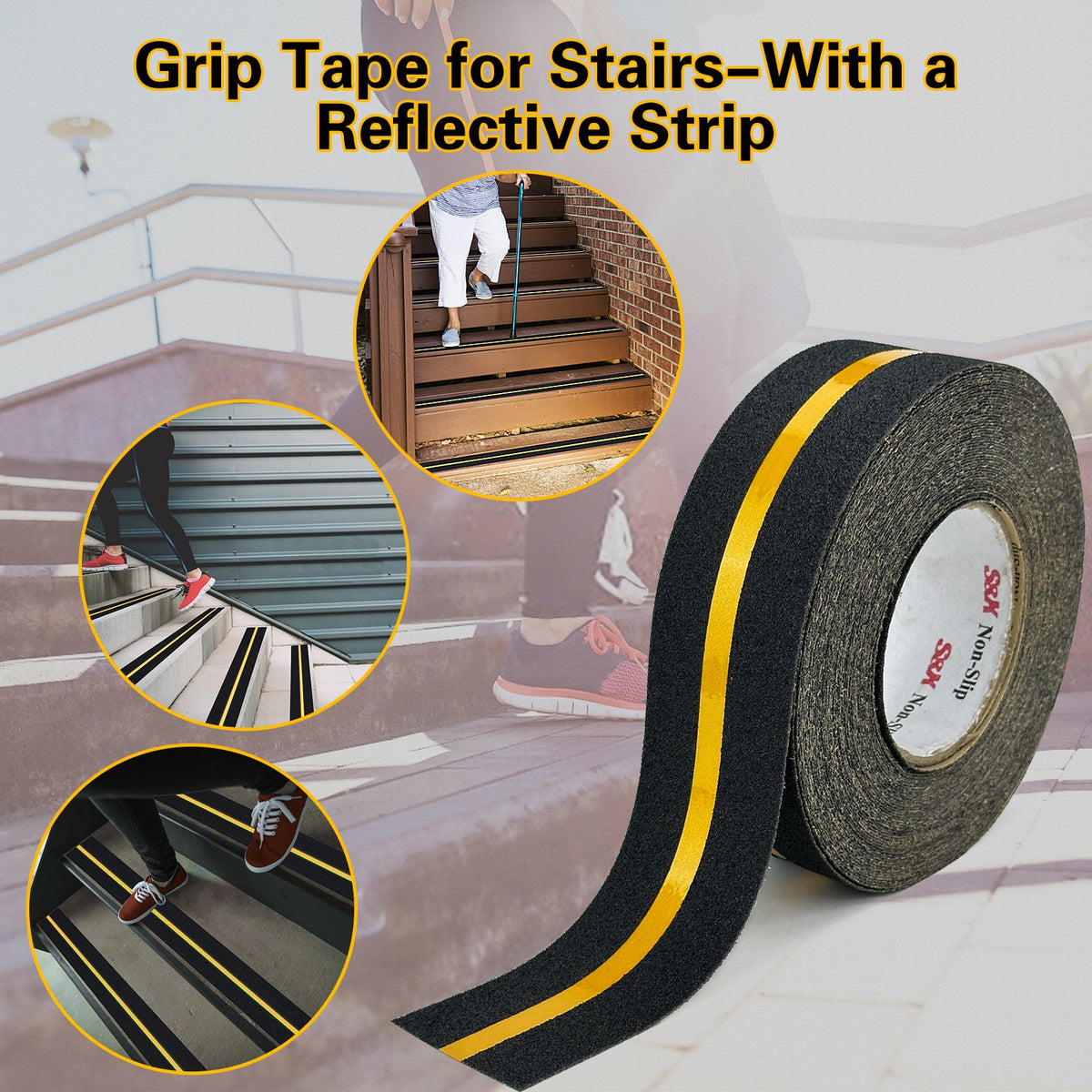 S610R Reflective Anti-Slip Tape — Indoor + Outdoor with Reflective Edge